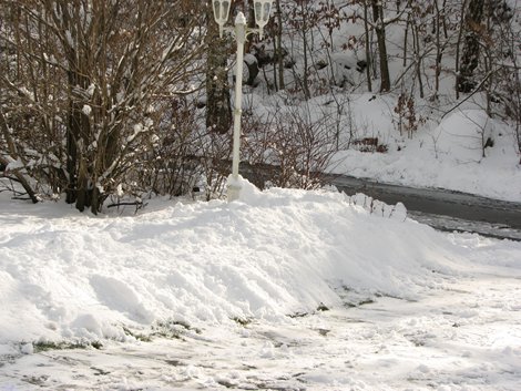 Mycket snö vid lamprabatten